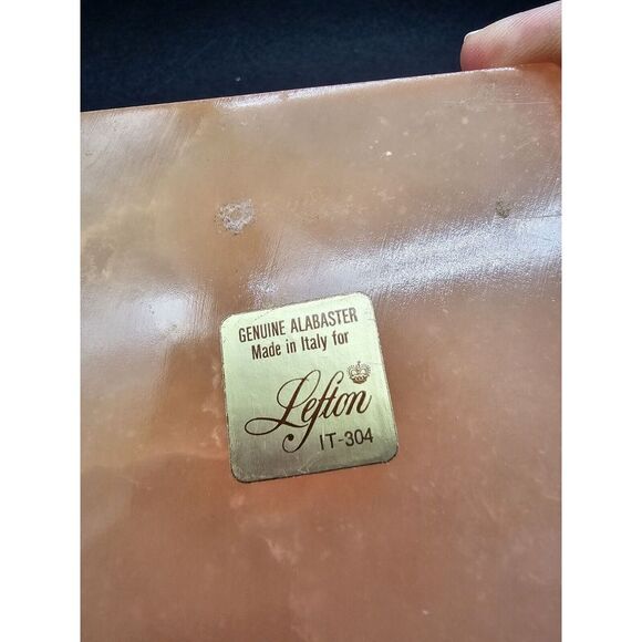 Lefton Alabaster‎ And Gold Rim Trinket Box Made In Italy - Picture 9 of 10